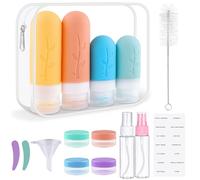 Zosenyer 16 Piezas Botellas de Viaje de Silicona, Kit de Botes Rellenables para Gel, Champú y Cosméticos, con Accesorios de Viaje, Travel Essentials (Color)