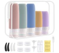 Zosenyer 20 Pack Botes Viaje Rellenables, Travel Bottles Silicona con Accesorios de Viaje, Neceser Kit Viaje Avión para Gel y Champu, Cosméticos, Lociones y Líquido, a Prueba de Fugas, Color