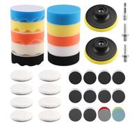 Zosenyer 83 Piezas Esponja Pulir para Coche, 80mm Kit de Esponja Pulir, Kit Pulimento Coche con Discos de Lijado 75mm para Taladro, Almohadilla de Pulido para el Coche Encerado Lijado, Lijar, Faros