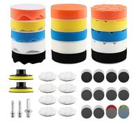 Zosenyer 88 Piezas Esponja Pulir para Coche, 80mm Kit de Esponja Pulir, Kit Pulimento Coche con Discos de Lijado 75mm para Taladro, Almohadilla de Pulido para el Coche Encerado Lijado, Lijar, Faros