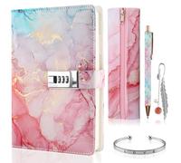 Zosenyer Diario Secreto Niña 5 Piezas Estuche Regalo de Diario con Candado con Marcapáginas Caja de Papelería Bolígrafo Pulsera Juego de Papelería Regalos para Niñas de 7 8 9 10 11 12 13 14 Años
