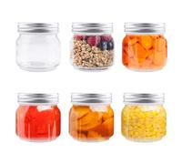 Zosenyer Frascos de Vidrio con Tapa, Mason Jars de 6 Piezas, Comúnmente Utilizadas Para Hacer Yogur, Mermelada, Tarros de Cristal Para Almacenar Galletas y Dulces (250ml)