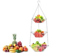 Zosenyer Fruteros de Cocina 3 Pisos, Frutero Colgante Metal, H x D: 73 x 28 cm, Cesta Colgante, Mantiene Frescas Las Frutas y Verduras, Apta para Frutas, Cítricos, Frutos Secos y Alimentos