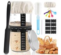 Zosenyer Kit Masa Madre 730ml- Tarro de Cristal con Tarro, Tapa, Paño, Termoadhesivo y Espátula - Para Pan Artesano Casero