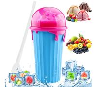 Zosenyer Maquina de Granizados, 500ml Vaso para Granizado Magico con Pajita y Cuchara 2 en 1, Maquina para Hacer Granizados Niños Para Hacer Helados, Cola y Batidos de Jugo, Azul