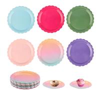 Zosenyer Vajilla de Fiesta,60 Piezas DIY Platos de Papel para Fiestas,17,6 CM Plato Cumpleaño,Papel Colores para Cumpleaños, Bodas, Fiestas, Picnic
