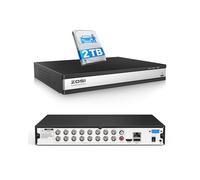 ZOSI 1080p 16CH H.265+ CCTV DVR Grabador de Vídeo con 2TB Disco Duro para Kit Cámara de Vigilancia, Alarma de Movimiento, Acceso Remoto