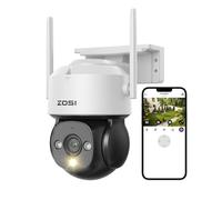 ZOSI 1080p Cámara Vigilancia Seguridad WiFi Exterior, Detección y Seguimiento de Persona, Visión Nocturna Color, Alarma de Sirena y Luz, C290