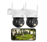 ZOSI 1080p Cámara Vigilancia Seguridad WiFi Exterior Interior, Detección y Seguimiento de Persona, Visión Nocturna Color, Alarma Sonora y Luminosa, 2 uds. 2MP C290