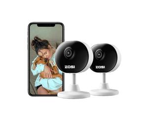 ZOSI 1080p Cámara Vigilancia WiFi Interior IP Seguridad Domicilio sin Cable para Bebé/Mascota, Detección de Movimiento, Visión Nocturna, Audio Bidireccional, 2pcs C688