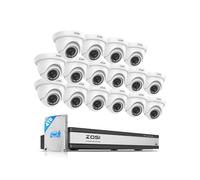 ZOSI 1080p Kit Cámaras de Vigilancia 16CH 2MP H.265+ Grabador DVR Sistema con 16pcs CCTV Cámara Seguridad Interior y Exterior, Visión Nocturna, Detección de Movimiento, 4TB Disco Duro