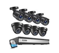 ZOSI 1080p Kit Cámaras de Vigilancia 16CH Grabador DVR y 2TB Disco Duro Sistema con 8X 2MP CCTV Cámara Seguridad Exterior e Interior, Visión Nocturna, Detección y Alarma de Persona