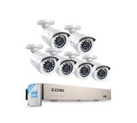 ZOSI 1080P Kit Cámaras de Vigilancia 6 Cámara Seguridad Cableada Interior/Exterior con 8CH 2MP DVR Sistema CCTV 500GB Disco Duro para Hogar y Negocio, Detección y Alarma de Personas, Visión Nocturna