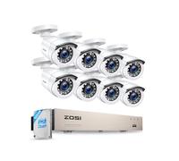 ZOSI 1080P Kit Cámaras de Vigilancia 8 Cámara Seguridad Cableada Interior/Exterior con 8CH 2MP DVR Sistema CCTV 500GB Disco Duro para Hogar y Negocio, Detección y Alarma de Personas, Visión Nocturna