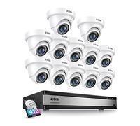 ZOSI 1080p Kit Cámaras de Vigilancia Seguridad 16CH H.265+ Grabador DVR y 4TB Disco Duro con 12pcs 2MP CCTV Cámara Interior y Exterior, Visión Nocturna, Detección de Movimiento