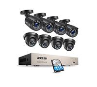 ZOSI 1080P Kit de Cámara de Vigilancia 8CH H.265+ Grabadora DVR con 8 Cámara de Seguridad Impermeable,Visión Nocturna, Detección de Movimiento, 1TB Disco Duro