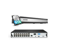 ZOSI 16CH 4K PoE NVR con Disco Duro de 4 TB, Grabador de videovigilancia para cámara IP PoE 2MP/3MP/4MP/5MP/8MP 4K, Funciona Solo con cámaras ZOSI PoE