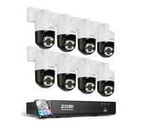 ZOSI 3K Kit Cámaras de Vigilancia PoE Exterior 4K 8CH Grabador NVR 2TB HDD con 5MP Cámara Seguridad IP, Detección y Seguimiento de Persona, Visión Nocturna, Audio Bidireccional