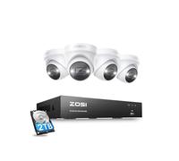ZOSI 4K 8CH Kit de Cámara de Seguridad PoE, 4pcs 8MP Cámara de Vigilancia IP, H.265+ NVR Con 2TB HDD, Visión Nocturna, Detección de Personas