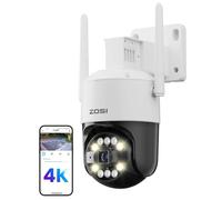 ZOSI 4K 8MP Cámara de Vigilancia WiFi 6 Exterior con Detección de Persona/Vehículo/Mascota, 2,4GHz Cámara Seguridad, Audio Bidireccional, Visión Nocturna, 360° Pan/Tilt y Seguimiento Automático