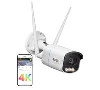 ZOSI 4K 8MP Cámara Vigilancia Seguridad WiFi Exterior con Detección de Persona, Visión Nocturna en Color, Alarma de Luz y Sirena, Audio Bidireccional