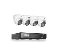 ZOSI 4K Kit Cámara de Vigilancia PoE, 8CH 8MP Grabador NVR (Ampliable a 16CH) con 4X C220 Cámara Seguridad Interior y Exterior, Detección de Persona, Visión Nocturna, sin Disco Duro