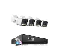 ZOSI 4K Kit Cámaras de Vigilancia PoE 4X 8MP Cámara de Seguridad IP Exterior con 8CH Grabador NVR y 2TB Disco Duro, Visión Nocturna a Todo Color, Detección y Alarma de Persona