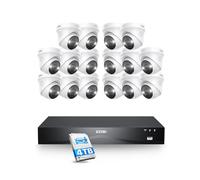 ZOSI 4K Kit Cámaras de Vigilancia PoE Exterior, 16x 8MP CCTV Cámara Seguridad con 16CH NVR(Ampliable a 32CH) y 4TB HDD, Detección de Persona/Vehículo, Visión Nocturna Color, Audio Bidireccional