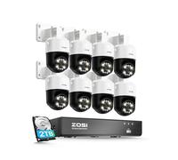 ZOSI 4K Kit Cámaras de Vigilancia PoE Exterior 8MP Sistema Cámara de Seguridad IP Interior con 8CH CCTV Grabador NVR, 360° Pan/Tilt, Deteccón de Persona, Audio, 2TB HDD para Grabación 24/7