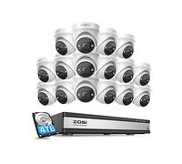 ZOSI 4K Kit Cámaras de Vigilancia PoE Exterior con 16CH NVR y 16pcs 8MP Cámara Seguridad, Visión Nocturna en Color, Detección de Personas, Audio Bidireccional, 4TB HDD para Grabación Estable 24/7