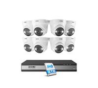 ZOSI 4K Kit de Cámara de Vigilancia PoE con 8X 5MP Cámaras IP Exterior y 8MP 16CH NVR PoE 4TB HDD para Grabación 24/7, Visión Nocturna, Detección de Personas y Vehículos, Audio