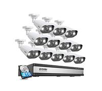 ZOSI 4K Kit de Videovigilancia PoE 12pcs Cámara de Seguridad con 16CH 8MP Grabador NVR y 4TB Disco Duro, Alarma de Movimiento, Visión Nocturna en Color, Audio Bidireccional