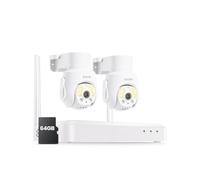 ZOSI 5MP Kit Cámaras de Vigilancia Exterior WiFi6, 8CH 3K Grabador NVR Inalámbrico con 64GB Tarjeta de Memoria y 2X Cámara Seguridad 360° Pan y Tilt, Detección y Seguimiento de Persona, Audio