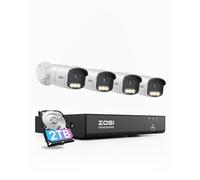 ZOSI 5MP Kit Cámaras de Vigilancia PoE Exterior, 8CH 4K Grabador NVR Sistema con (4) Cámara Seguridad IP Interior, Visión Nocturna Color, Detección y Alarma de Persona/Vehículo, 2TB HDD Incluido