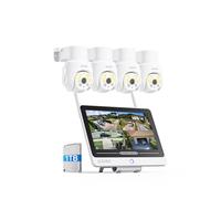 ZOSI 5MP Kit Cámaras de Vigilancia WiFi6 con 12” Monitor, 8CH 4K NVR y 1TB HDD con 4X Cámara IP Exterior Pan y Tilt de 360°, Detección y Seguimiento de Personas, Audio Bidireccional