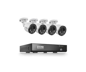 ZOSI 8MP CCTV Kit Cámaras de Vigilancia PoE Exterior 8CH 4K Grabador NVR Sistema con 4X C180 Cámara Seguridad Interior, Visión Nocturna, Detección y Alarma de Persona, sin Disco Duro