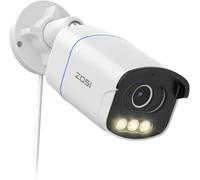 ZOSI C186 3K Cámara Vigilancia PoE Exterior, con Visión Nocturna Aurora a Todo Color, Detección de Persona/Vehículo, Alarma Sonora y Luminosa, Audio Bidireccional, Almacenamiento Opcional