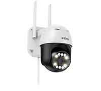 ZOSI C296 4K 8MP Cámara de Vigilancia WiFi Exterior con Enchufe Pan y Tilt, Detección y Seguimiento de Persona/Vehículo, Visión Nocturna en Color, Alarma Sonora y Luminora, Audio Bidireccional