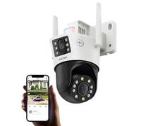 ZOSI C298 Cámara de videovigilancia WiFi 4MP al aire libre: doble lente doble vista, seguimiento automático y detección persona/vehículo, visión nocturna en color, almacenamiento en la nube/tarjeta de