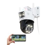 ZOSI C298 MAX 8MP(4MP+4MP) Cámara Vigilancia WiFi Exterior Doble Lente con Enchufe, 2,4G/5G WiFi, Zoom Híbrido 8X, Seguimiento Automático PT, Detección de Persona/Vehículo, Audio Bidireccional
