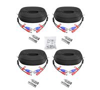 ZOSI Cable de Video y Alimentación 30 M /100 Pies BNC Extensión para CCTV Kit Cámaras Vigilancia Seguridad DVR de 960H/720P/960P/1080P (4 Pack Negro)