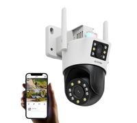 ZOSI Cámara de Vigilancia WiFi Exterior con Doble Lente 4MP+4MP, Pan 355° Tilt 140°, Detección de Persona/Vehículo, Auto-Seguimiento, Audio Bidireccional, Visión Nocturna en Color, C298 Pro