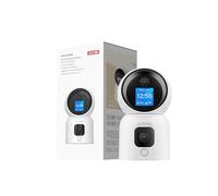ZOSI Cámara Vigilancia WiFi Interior con Doble Lente y 1,44'' Monitor, 2,4G/5G WiFi, 3MP Lente Pan y Tilt + 3MP Lente Fija, Seguimiento de Persona, Videollamada con Gesto, C528M6