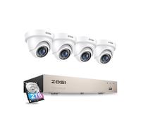 ZOSI CCTV Kit Cámaras de Vigilancia 5MP Lite (4pcs) 1080p Cámara de Seguridad Exterior con 8CH 2MP H.265+ Grabador DVR, Visión Nocturna, Alarma de Movimiento, 2TB Disco Duro