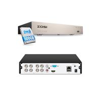 ZOSI DVR Grabador de Vigilancia 8CH 1080P H.265+ con 500GB Disco Duro para CCTV Sistema Analógico, Compatible con CVBS/TVI/AHD/CVI Cámara de Seguridad Cableada, Salida HDMI VGA
