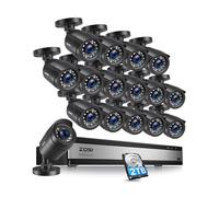 ZOSI Kit Cámaras de Vigilancia 16pcs 1080P CCTV Cámara de Seguridad Exterior con 16CH H.265+ Grabadora DVR, Visión Nocturna IR, Detección de Movimiento, 2TB Disco Duro