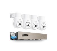ZOSI Kit Cámaras de Vigilancia con Cable 8CH 5MP Sistema Grabador DVR 1TB HDD con 4X 2MP CCTV Cámara de Seguridad Exterior/Interior, 360° Pan y Tilt, Detección de Persona/Vehículo, Visión Nocturna