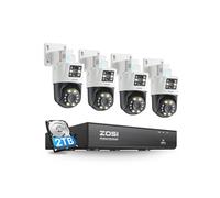 ZOSI Kit Cámaras de Vigilancia PoE Exterior, 4K 8CH Grabador NVR Sistema con 4X Cámara de Doble Lente 8MP(4MP+4MP), Visión Dual, Detección de Persona/Vehículo, Visión Nocturna