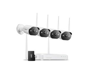 ZOSI Kit Cámaras de Vigilancia WiFi-6 Exterior 8CH NVR Inalámbrico con 64GB Tarjeta de Memoria y 4X 3MP CCTV Cámara Seguridad, Detección de Persona, Visión Nocturna Color, Audio Bidireccional