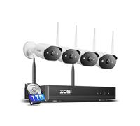 ZOSI Kit Cámaras de Vigilancia WiFi6, 8CH 8MP Grabador NVR y 1TB HDD con 4X 2K/3MP Cámara de Seguridad Exterior, Detección de Persona, Audio Bidireccional